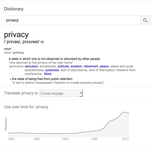 Privacy on google search